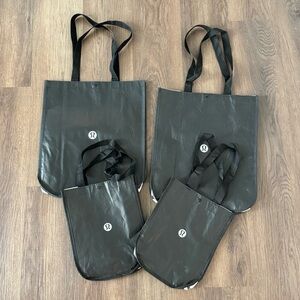 Lululemon Black Tote Bag Set Reusable Shopping Bag Set of 4